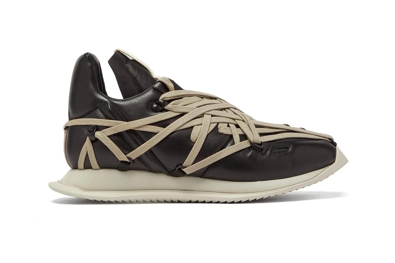 Rick Owens Maximal Runner из бордовой кожи ягненка с ярко-синей шнуровкой
