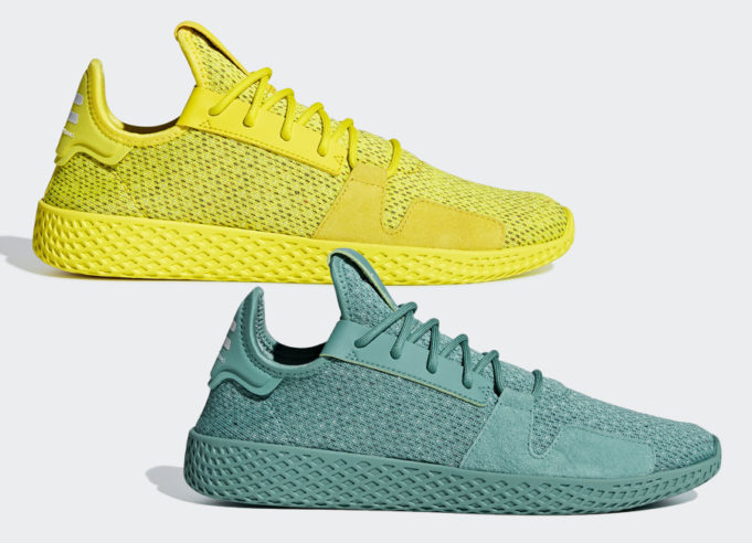 Pharrell x Adidas Tennis Hu V2 в цветах «Shock Yellow» и «True Green»