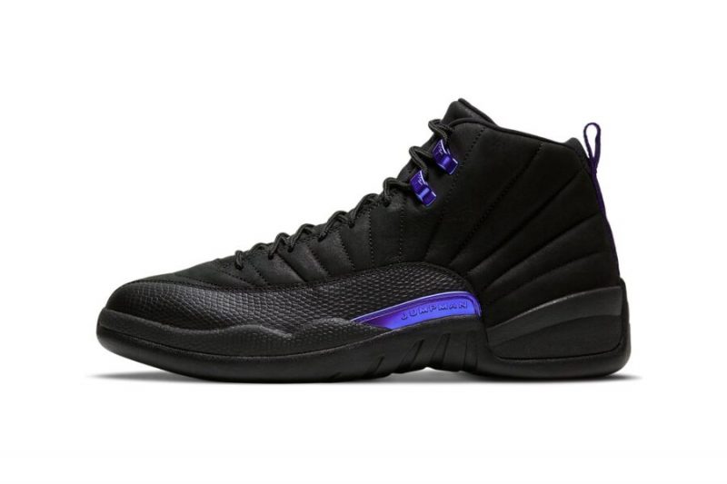 Черные кроссовки Air Jordan 12 «Dark Concord» с фиолетовыми деталями